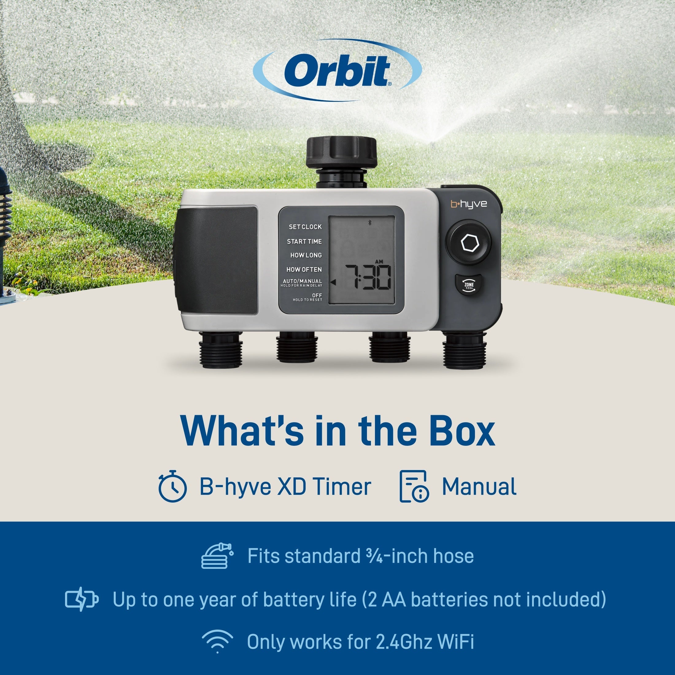 B-hyve XD 4-Outlet Bluetooth Hose Faucet Sprinkler Timer | 24634