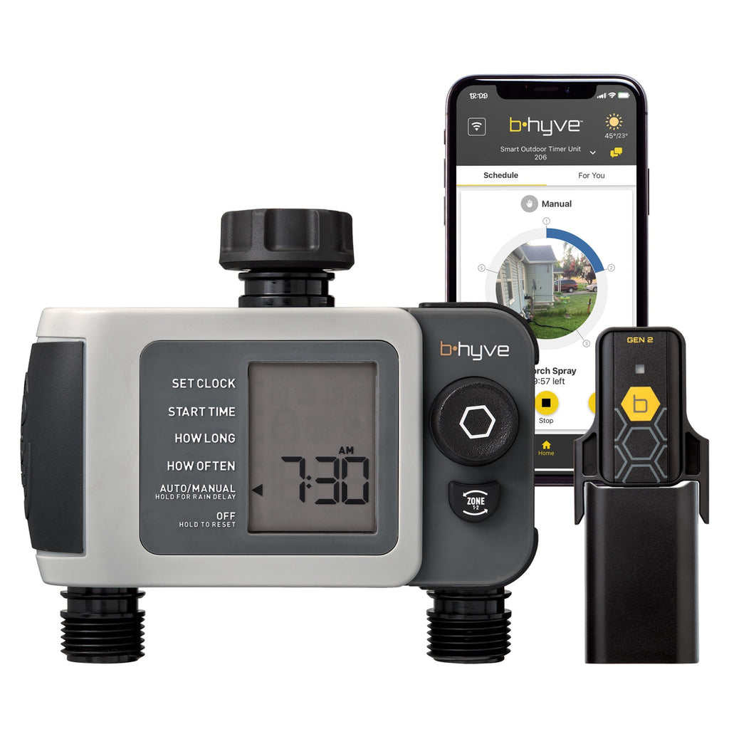 B-hyve XD 2-Outlet Smart Hose Faucet Sprinkler Timer with B-hyve Smart Gen 2 Hub | 24637