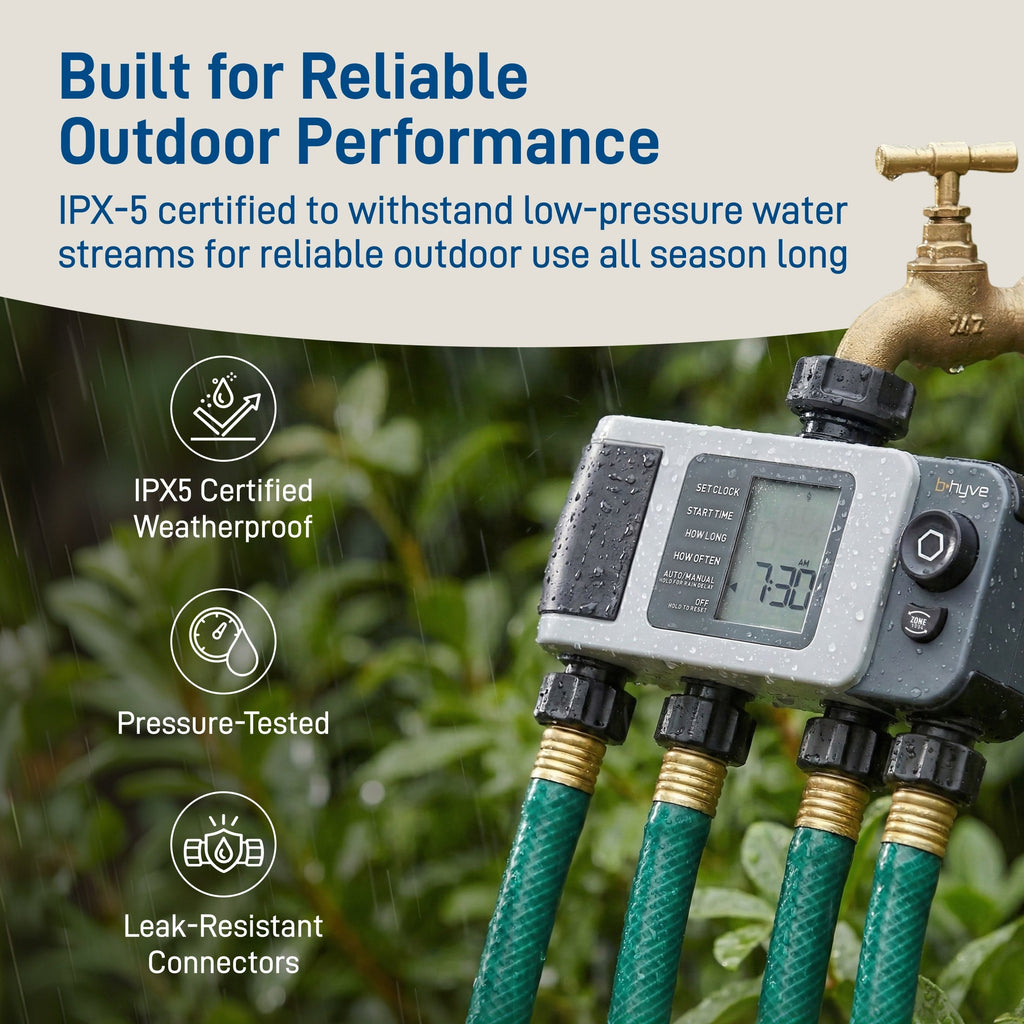 B-hyve XD 4-Outlet Smart Hose Faucet Sprinkler Timer with B-hyve Smart Gen 2 Hub | 24639