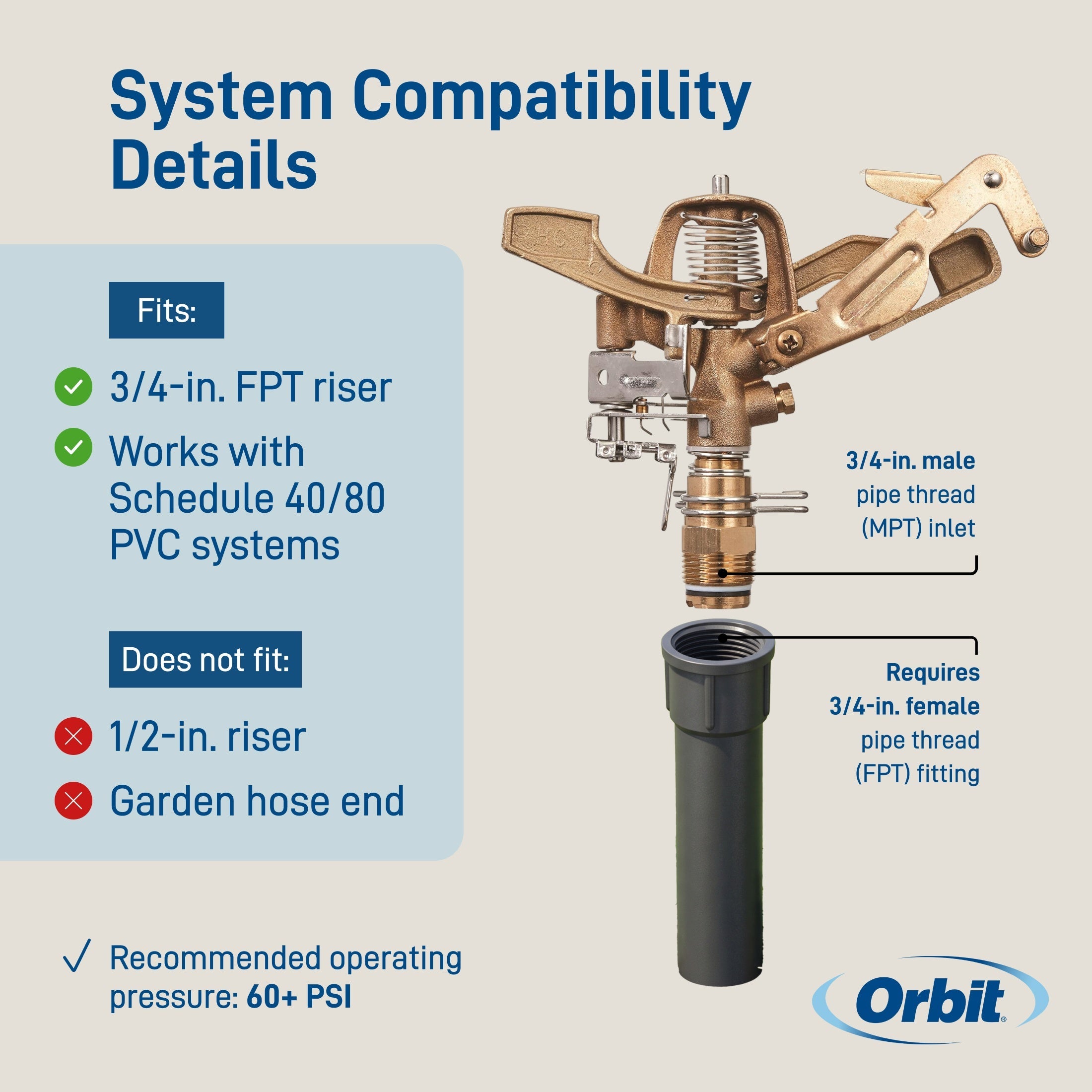 3/4 in. MPT Brass Impact Sprinkler Head | 55016