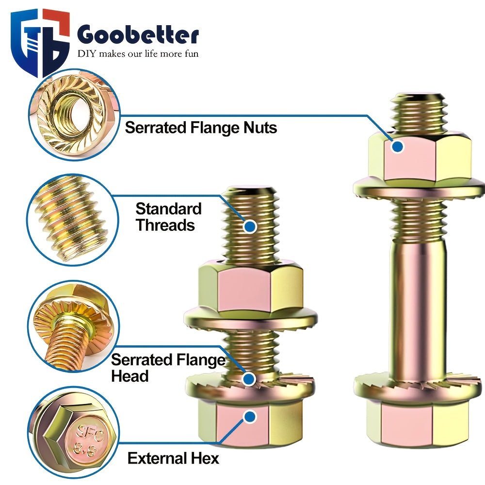 M6/M8/M10 Flange Bolt Kit (549PCS) | 8.8 Alloy Steel | Hex Bolts, Nuts & Washers
