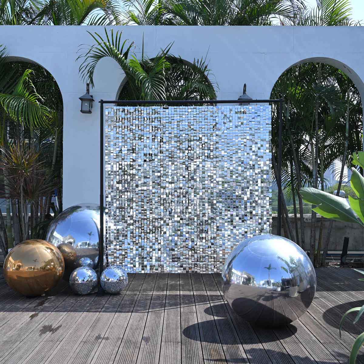 Yescom Inflatable Mirror Balloon with Iridescent, Gold, Silver, Black Options