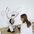 Yescom 7" Dual Ring Light RGB Selfie Mirror Phone Holder Remote