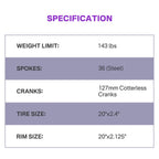 Yescom 20 inch Mountain Unicycle for Adults and Teens Municycle Purple Rim