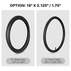 Yescom 16"-24" Opt. Bicycle Tires & Tubes 3-Pack for Trike & Unicycle