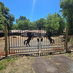 20x8 ft Steel Dual Swing Driveway Gate