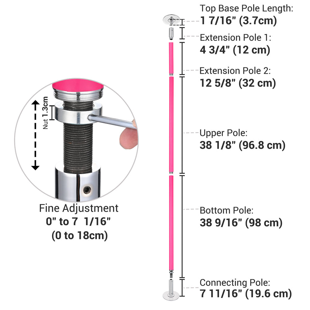 Yescom Silicone Portable Spinning Pole D45mm Ceilling Height Options