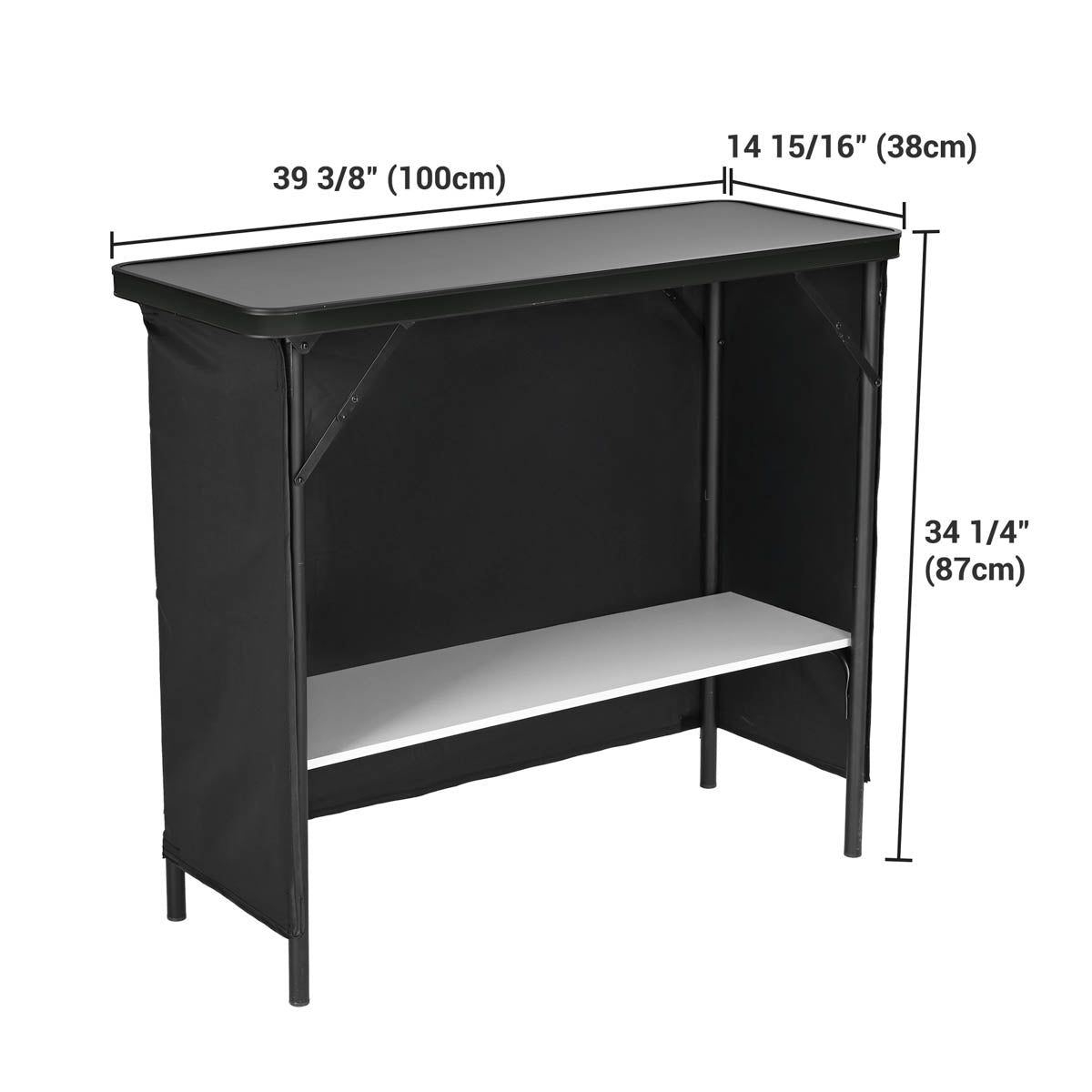 Yescom Folding Portable Bar Table with Storage Shelf