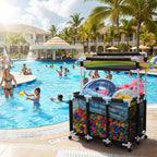Yescom Stable PVC Pool Toy Storage Bin Mesh Rolling Cart