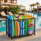 Yescom Pool Toy Storage Bin Mesh Rolling Cart - Steel