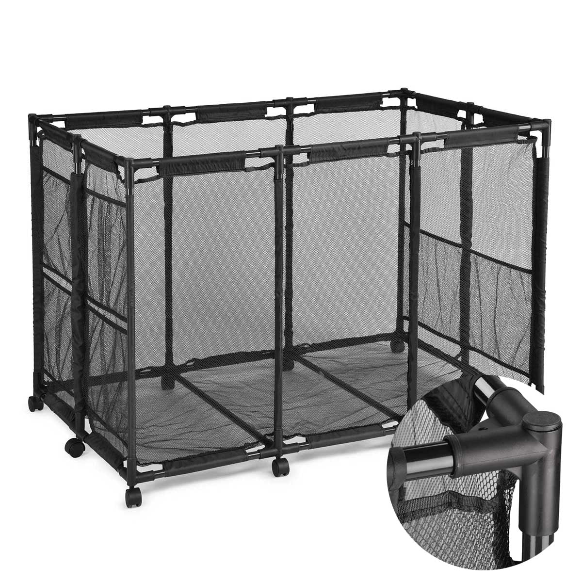 Yescom Pool Toy Storage Bin Mesh Rolling Cart - Steel