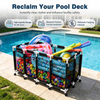 Yescom Stable PVC Pool Toy Storage Bin Mesh Rolling Cart
