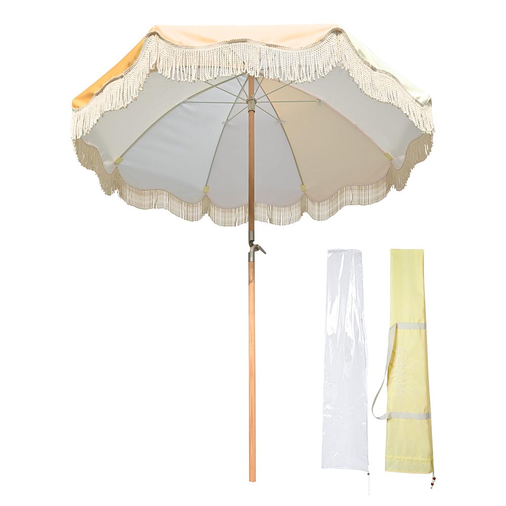 LAGarden Patio Outdoor Market Fringe Umbrella Tilt Palm Springs