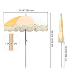 LAGarden Patio Outdoor Market Fringe Umbrella Tilt Palm Springs
