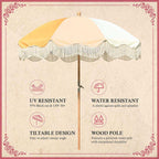 LAGarden Patio Outdoor Market Fringe Umbrella Tilt Palm Springs