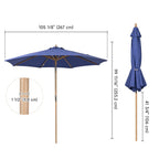 LAGarden 9ft Patio Wood Market Umbrella Acrylic Fabric Tilt