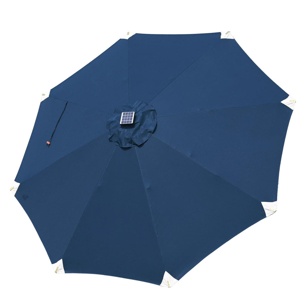 LAGarden 9ft Boho Patio Wood Market Umbrella with Lights