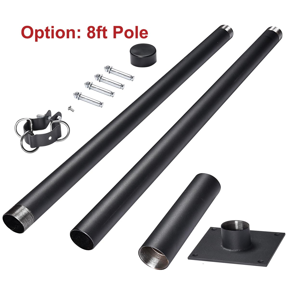 Yescom Shade Sail Posts (Pole, Base, D-Ring Clamp)