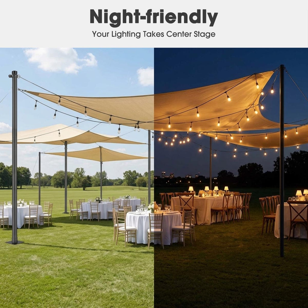 Yescom Shade Sail Posts (Pole, Base, D-Ring Clamp)
