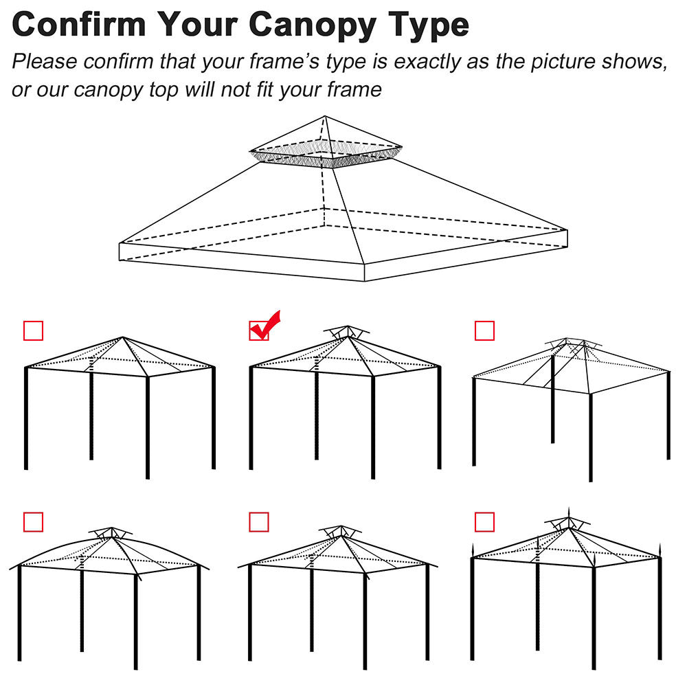 Yescom 10' x 10' Waterproof Gazebo Canopy Replacement Top 2-Tier
