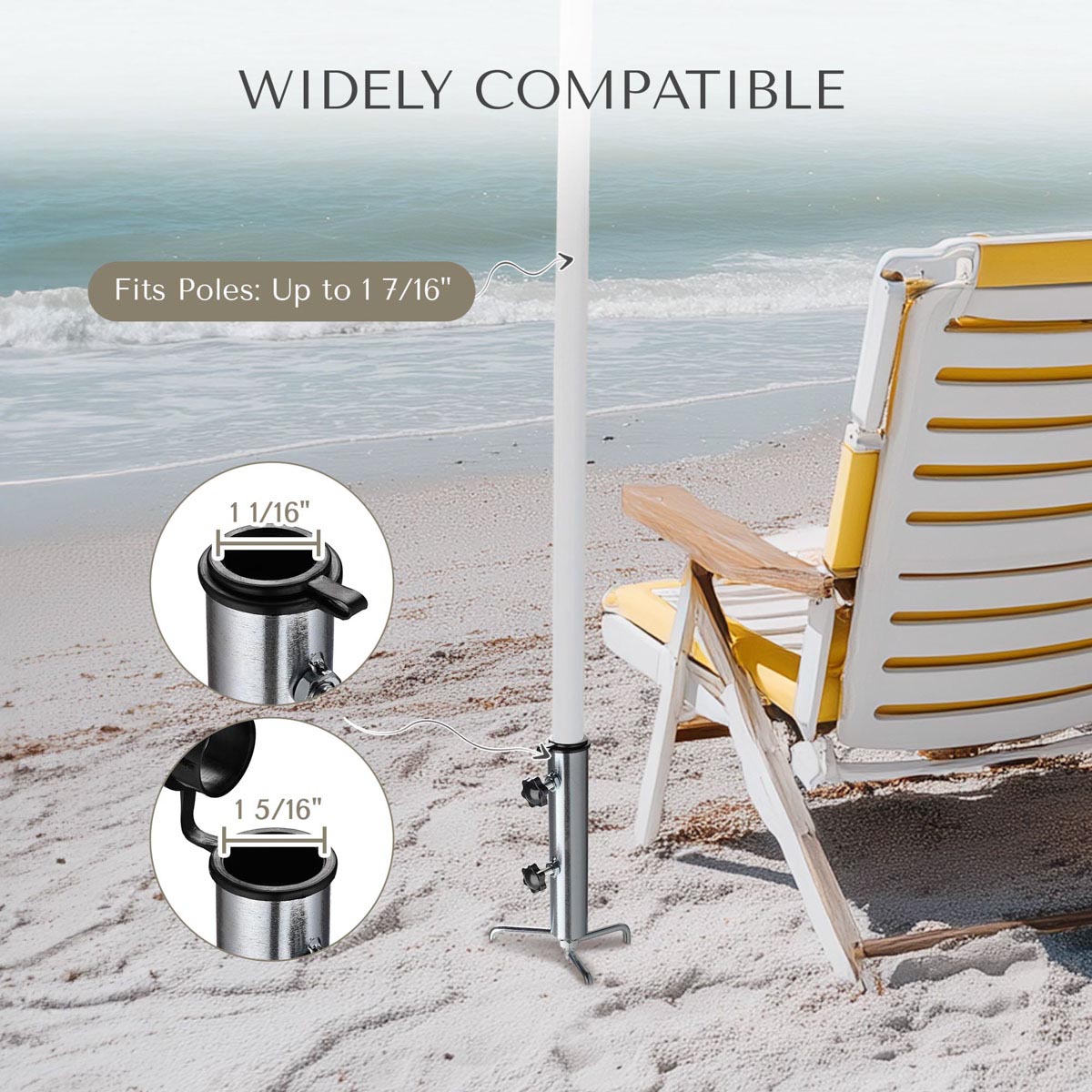 Yescom Galvanized Steel Beach Umbrella Anchor for Poles D1 7/16"