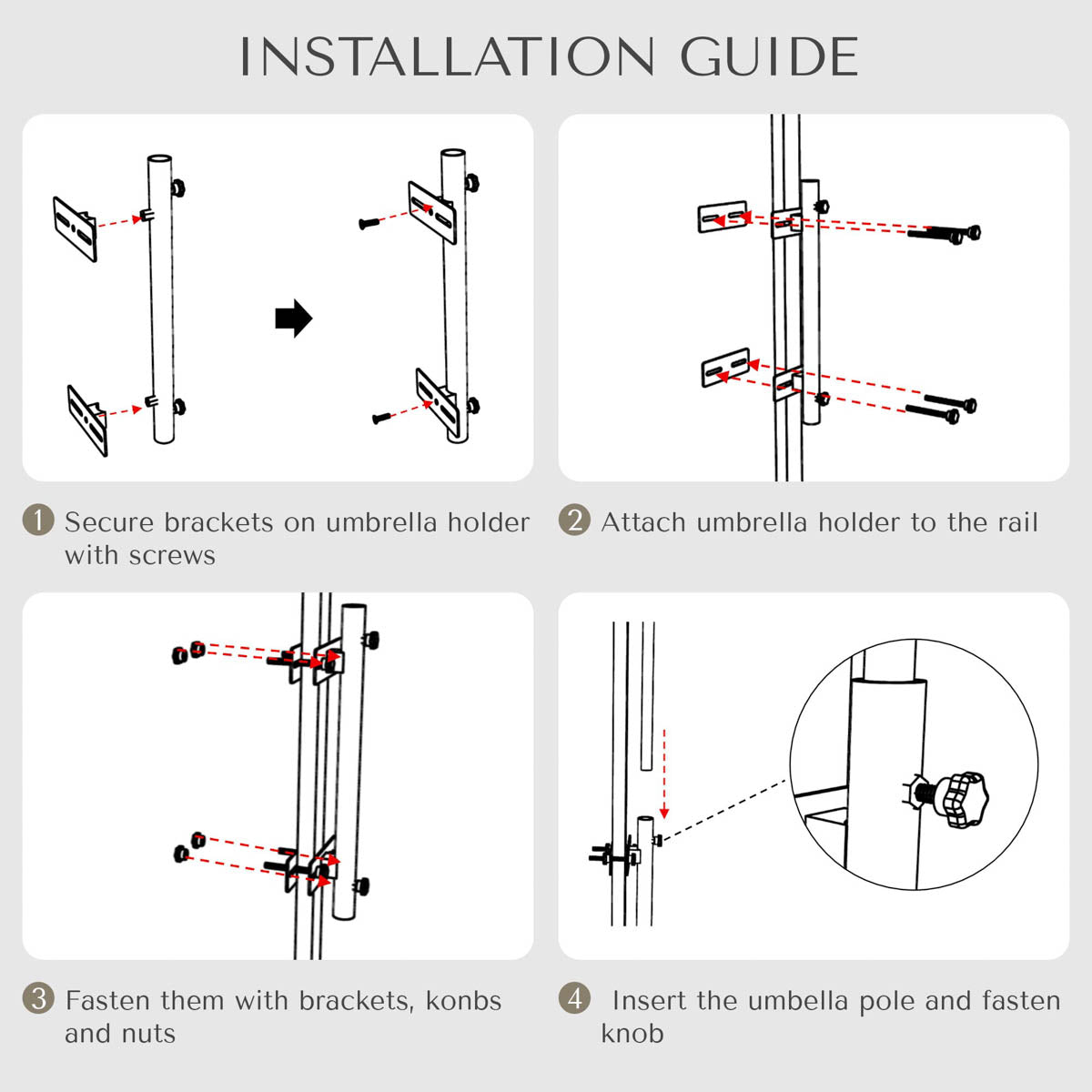 Yescom Umbrella Holder for Deck Railing/Post - Pole D1 9/16"