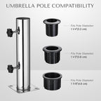 Yescom Stainless Steel Umbrella Mount to Deck/Dock/Concrete for 2 1/8"