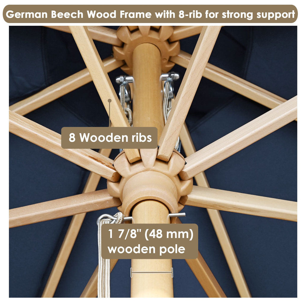 Yescom 13ft Wood Patio Umbrella with Base & Wheels