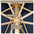 Yescom 13ft Wood Patio Umbrella with Base & Wheels