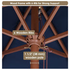 Yescom 7ft Patio Wood Market Umbrella 6-Rib for Golf Courses/Country Clubs