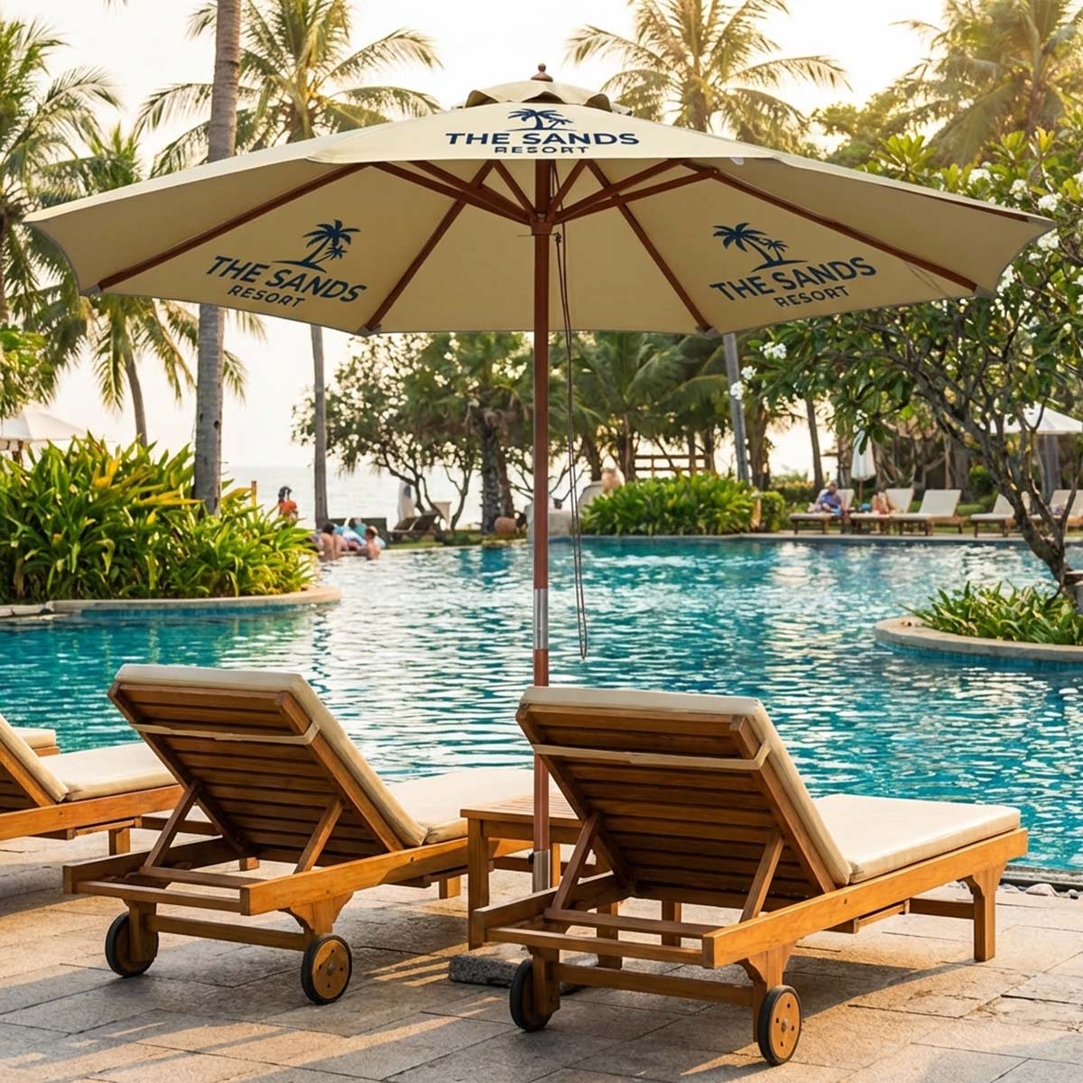 Yescom Custom Patio Umbrellas for Restaurant, Cafe - 9ft Wooden