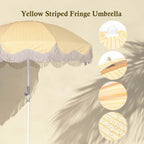 Yescom 6ft Fringe Patio Beach Umbrella with Corkscrew Anchor