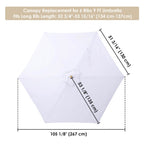 Yescom 9' 6-Rib Outdoor Patio Umbrella Replacement Canopy Multiple Colors