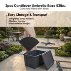 Yescom 2pcs Patio Offset Umbrella Bases Sector Stand 26.5Lb