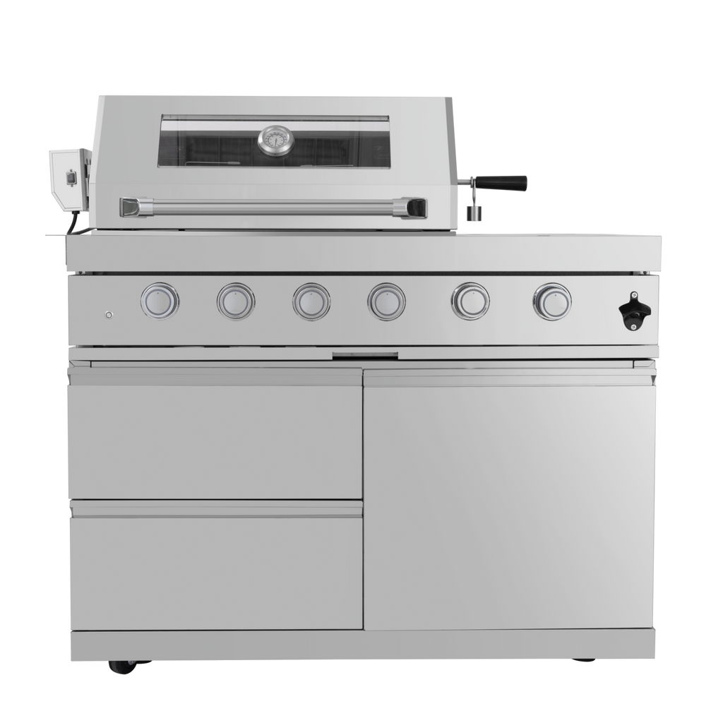 104" 4-Burner 72,000 BTU Silver Outdoor Kitchen Island Grill  with Storage Cabinets & Drawers