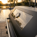 65" 4-Burner 72,000 BTU Black Outdoor Kitchen Island Grill + Round Side Burner