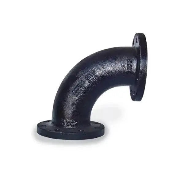 10" Black Cast Iron Flanged 90 Degree Elbow