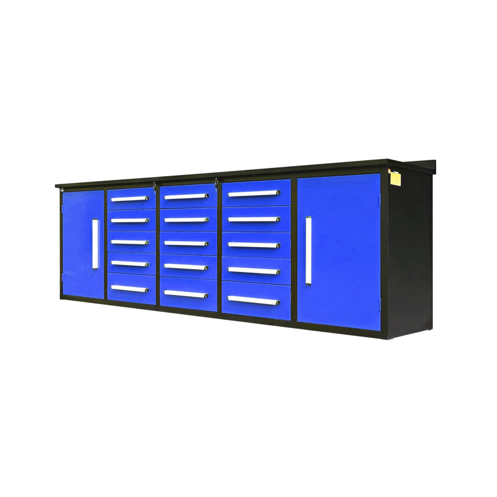 10ft Workbench Storage Cabinet with 15 Drawers & 2 Cabinets