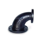 10" X 8" Black Cast Iron Flanged Reducing Elbow