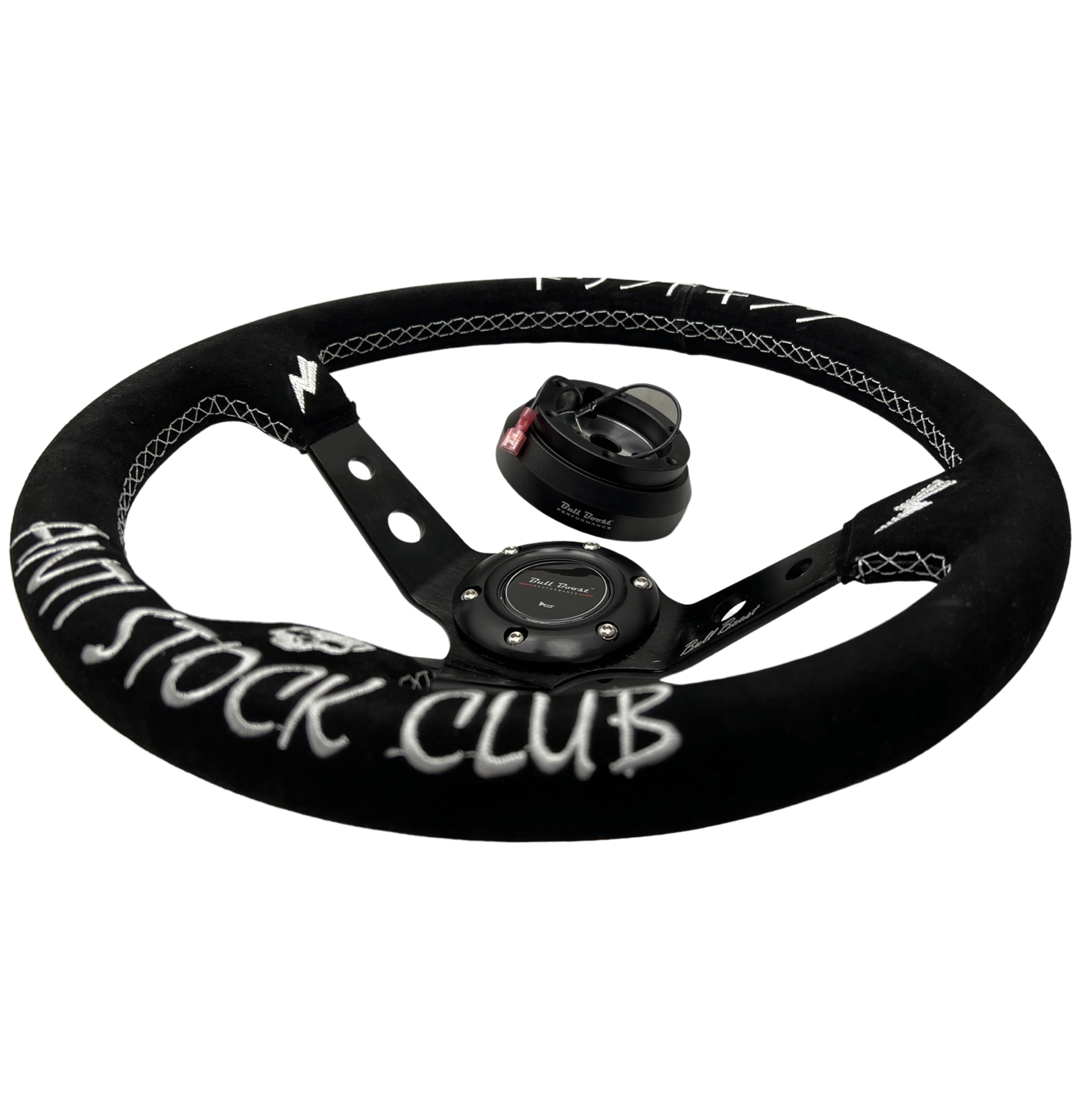 Suede Steering Wheel + Short Hub Adapter Kit For 02-07 Subaru Impreza WRX STI Legacy