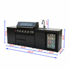 102" 6-Burner 85,000 BTU Black Outdoor Kitchen Island Grill + Refrigerator + Marble Countertops + Sink