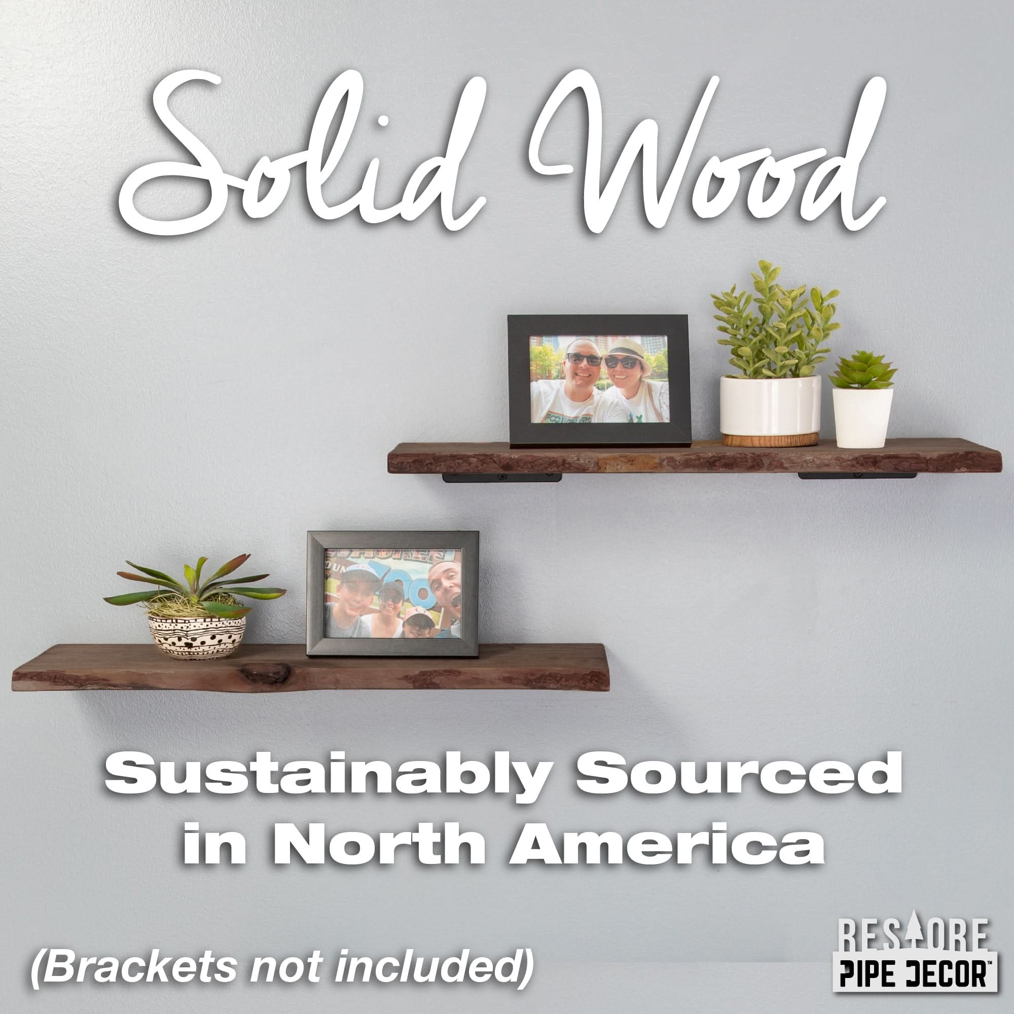 RESTORE Trail Brown 24 in. Live Edge Wood Shelf (Wood Only)