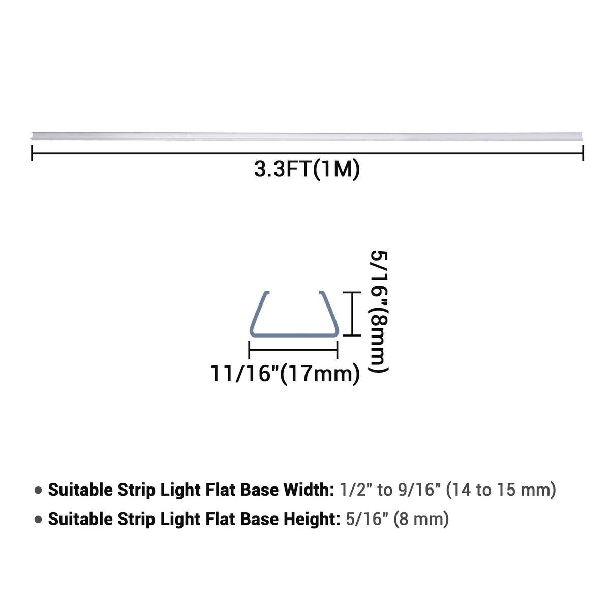 Yescom 3ft 9/16in. Plastic U-Channels Set(5) - For 2700K Neon Rope Lights