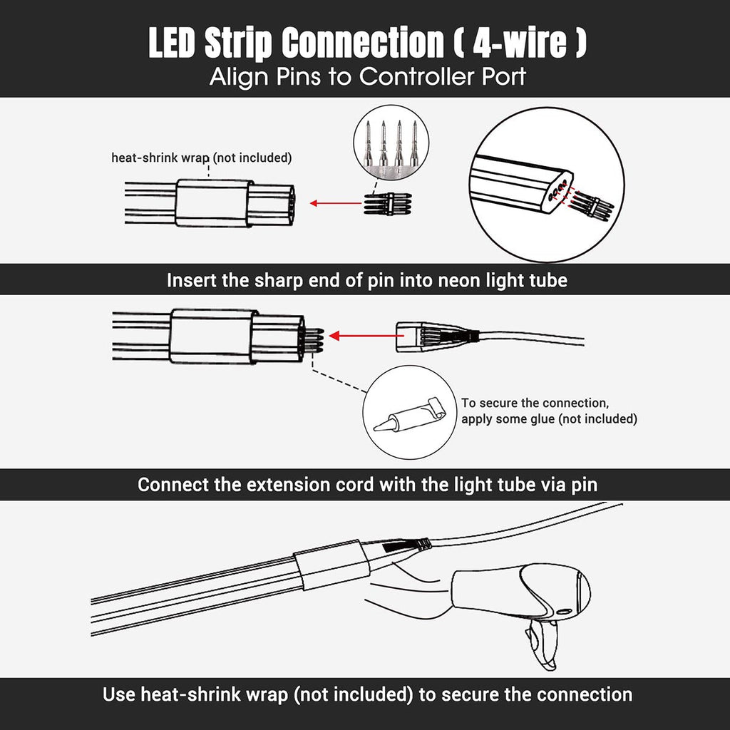 Yescom 110V LED Controller & RF Remote for Neon Rope Light RGBW