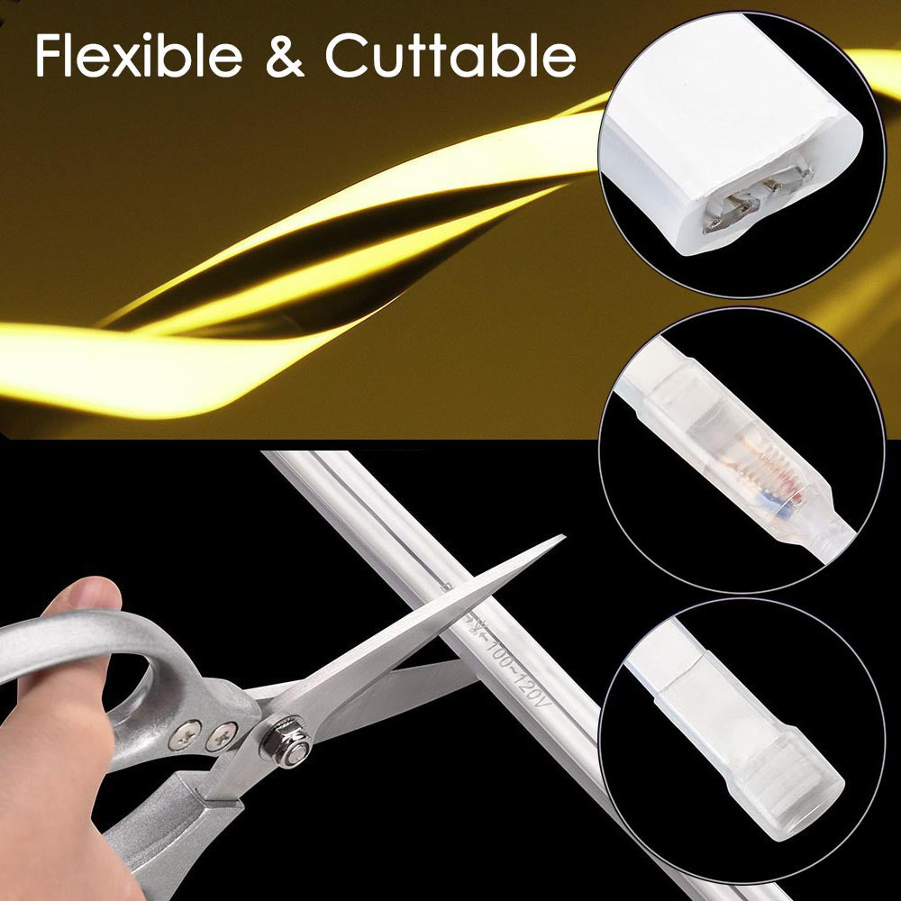 Yescom BiLume RGBW Hardwire Neon Rope Light App & RF Control 120V 100ft