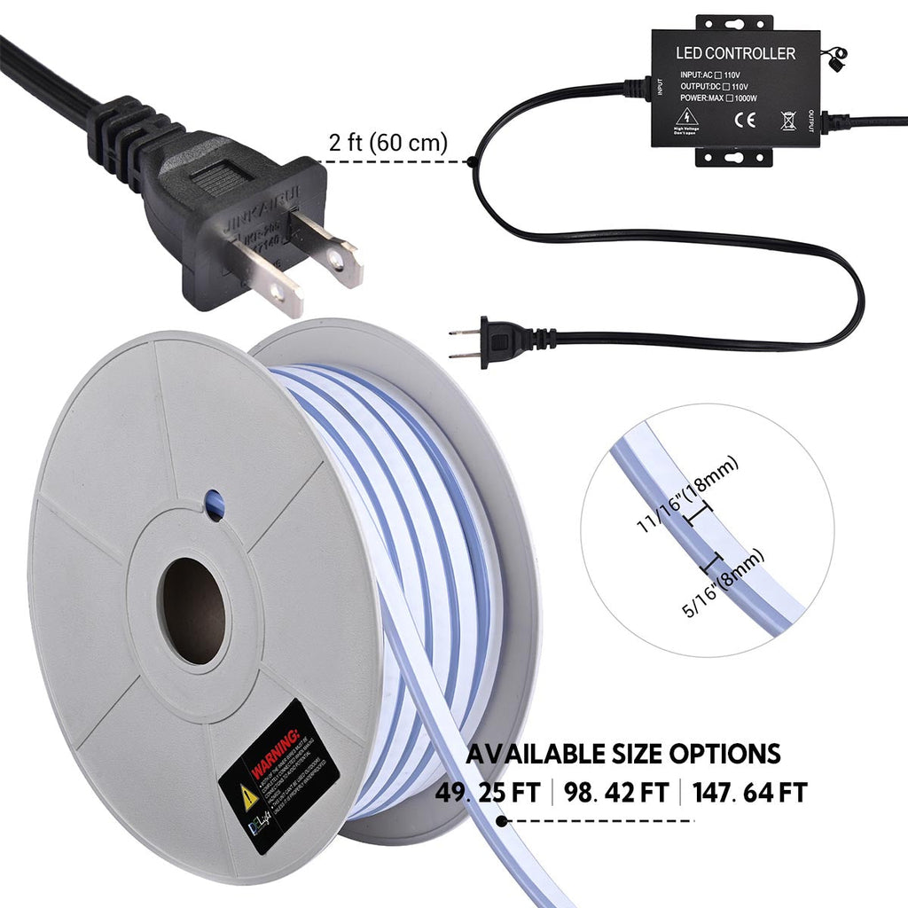 Yescom BiLume RGBW Neon Rope Light App & RF Control 120V Outdoor IP65