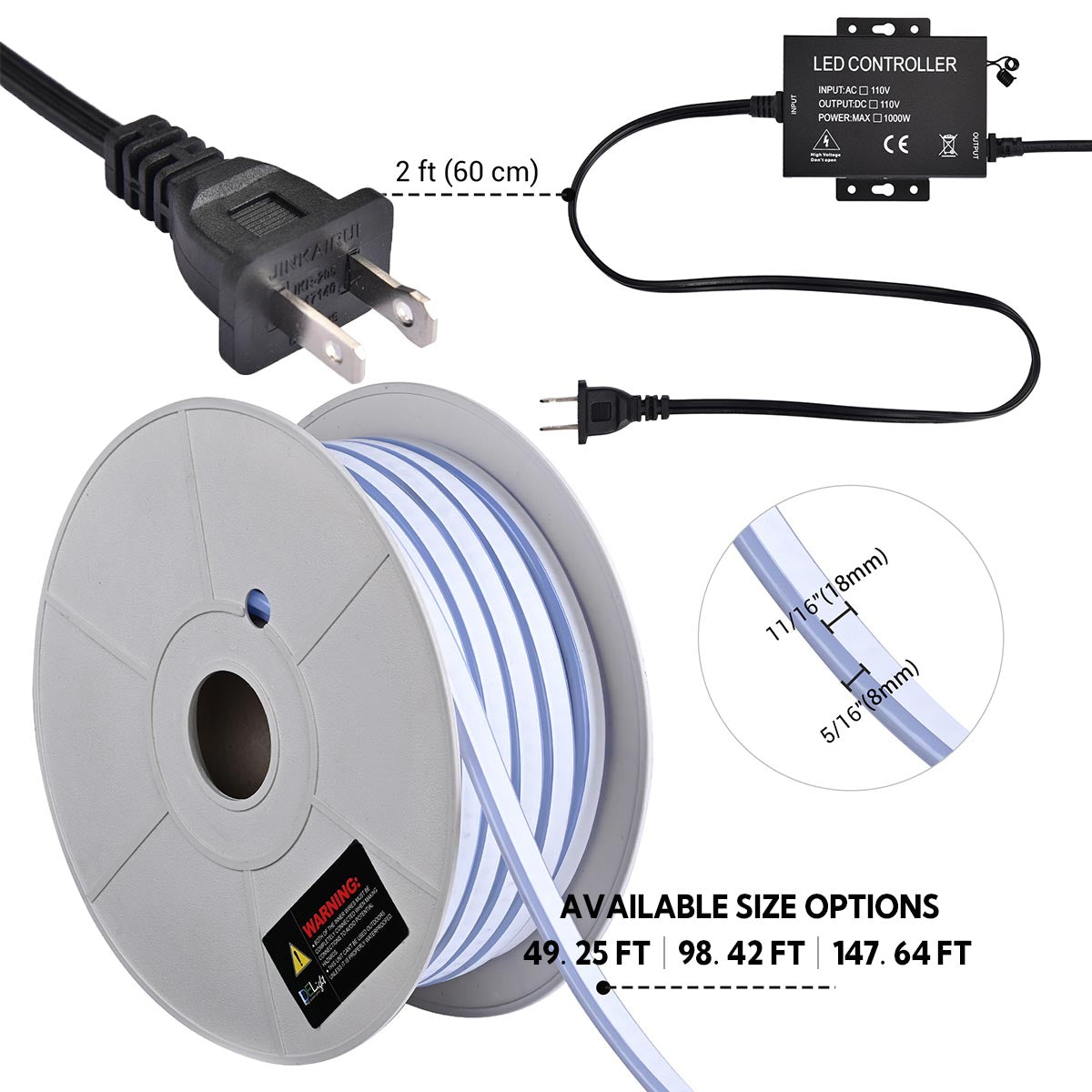 Yescom BiLume RGBW Neon Rope Light App & RF Control 120V Outdoor IP65
