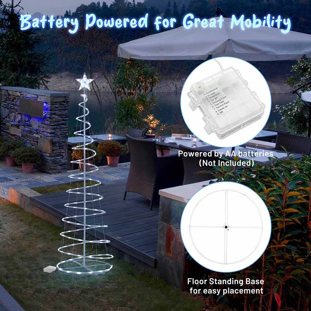 Yescom 6' Lighted Spiral Christmas Tree Xmas Decor Battery Operated