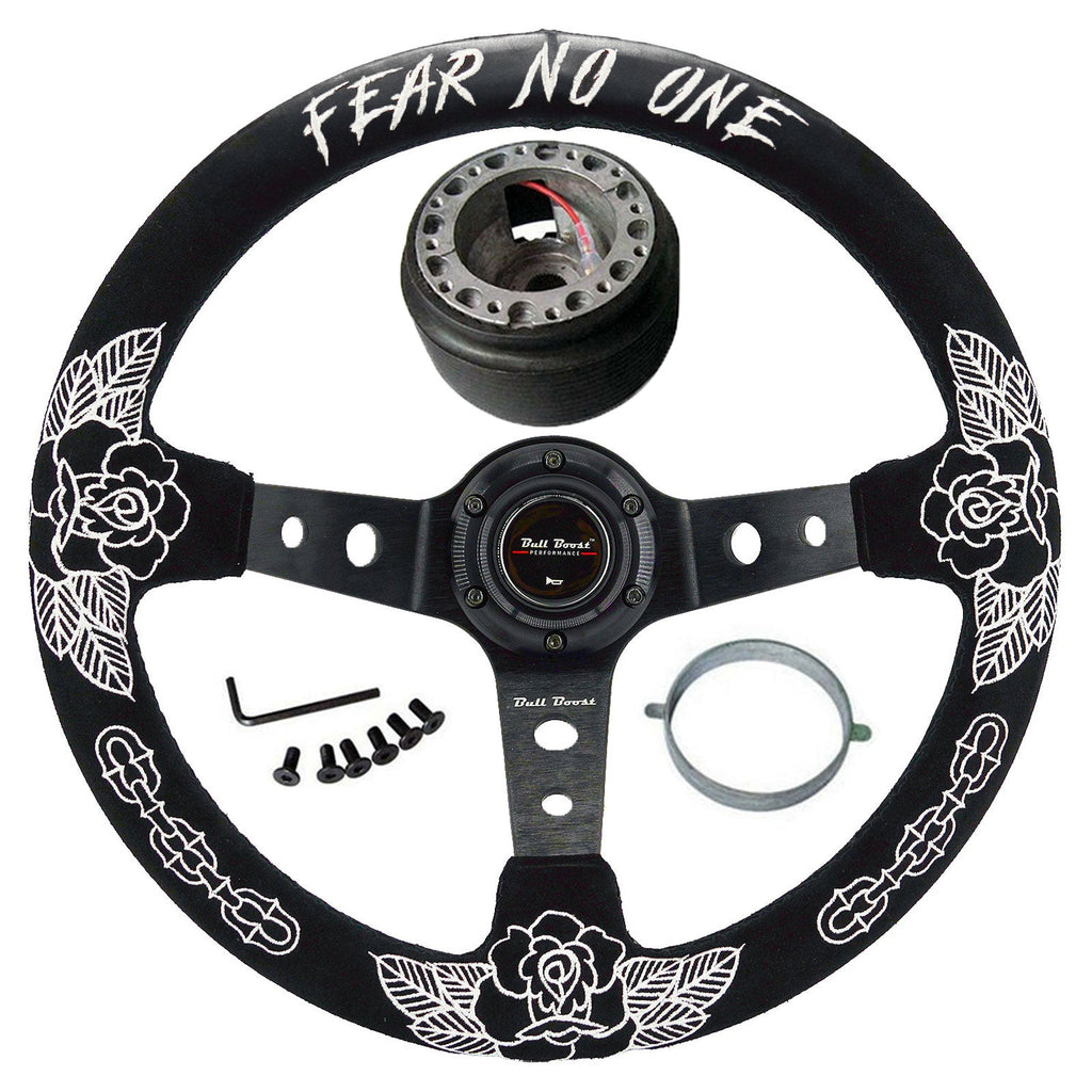 BW Rose 350mm Racing Steering Wheel + Hub Adapter Boss Kit for Civic, Del Sol, Integra