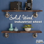 24” Trail Brown Live Edge Wood Shelf with L-Shaped Pipe Brackets (2-Pack)